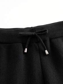 GIGOGOU Autumn Winter Women Sweater Tracksuit 2 Pieces Knit Pants Set - Black - View 4