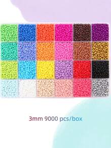 24 colores aproximadamente 9000 cuentas de vidrio opacas de 3mm, mosquetón de bucle abierto y cuerda elástica, color macaron y color Morandi, regalo de vacaciones de verano para hacer pulseras, collares y joyería DIY