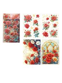 4 张/包复古花卉植物烫金拼贴 PET 贴纸 DIY 日记本垃圾日记装饰卡片制作贴纸相册剪贴簿、学校用品、返校 - 均碼 - 查看 15