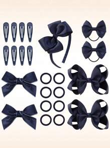 Set de 23 piezas de accesorios para el cabello de niñas para la escuela, que incluye lazos, diademas, pinzas, gomas del pelo, lazos de terciopelo y lazos rizados para niñas pequeñas y niñas en edad escolar para la escuela, Halloween, Navidad y fiestas - Multicolor - Ver 13