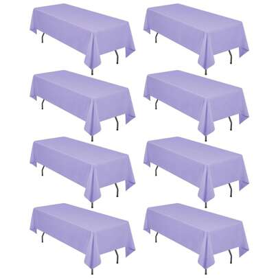 REWOMC 8 Pack Polyester Tablecloth 60 X 102 Inch, Rectangle Table Cloth For 6 Ft Tables, Stain And Wrinkle Resistant Washable Table Cover For Kitchen Wedding Banquet Restaurant Party Multiple Colors,Weddings Graduation Season Outdoor Events Entertain Guests