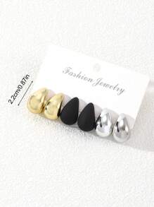 Stylish Colorful Resin Water Drop Shaped Earring Set, Minimalist Elegant Design, Suitable For Daily Wear Or Ladies' Festival Gift