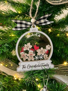 个性化姜饼与帽子家庭圣诞装饰品，定制家庭装饰品 2024，4D 定制饼干装饰品圣诞节礼物