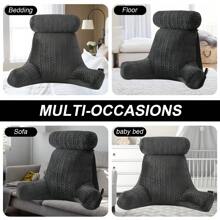 Reading Pillow For Bed Back Rest Lumbar Support Arm Seat Cushion Lounger Pad 2 In 1 Extra Large Reading Pillow With Neck / Arm Support With Extra Filled - Black - View 6