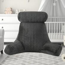 Reading Pillow For Bed Back Rest Lumbar Support Arm Seat Cushion Lounger Pad 2 In 1 Extra Large Reading Pillow With Neck / Arm Support With Extra Filled - Black - View 5