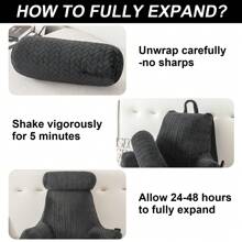 Reading Pillow For Bed Back Rest Lumbar Support Arm Seat Cushion Lounger Pad 2 In 1 Extra Large Reading Pillow With Neck / Arm Support With Extra Filled - Black - View 3