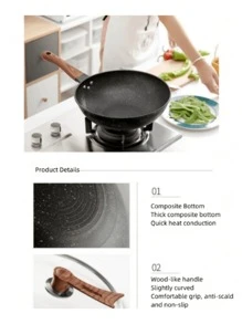 1pc Non-Stick Frying Pan For Home Cooking, Reduces Smoke, Flat Bottom Skillet For Frying And Stir-Frying Seafood Boil