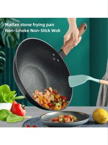 1pc Non-Stick Frying Pan For Home Cooking, Reduces Smoke, Flat Bottom Skillet For Frying And Stir-Frying Seafood Boil