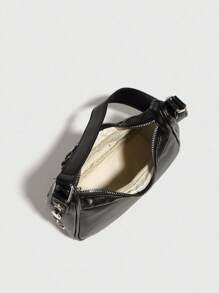 Women's Underarm Bag Y2K Saddle Handbags With Metal Decor Slingg Shoulder Hobo Bags - 黑色 - 查看 6
