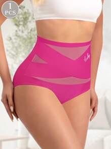 MEIYATING 1 Quần Lót Nữ Eo Cao Kiểm Soát Bụng, Vải Lưới Thoáng Khí Nén Chéo Băng Lụa Quần Lót Tam Giác Liền Mạch, Định Hình Cơ Thể Và Nâng Hông - Màu Hồng Tươi - Xem 3