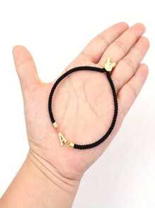 1件时尚创意不锈钢A-Z，26个英文字母手绳，可自由调节大小手，女生日常佩戴首字母手链 - 彩色 - 查看 3