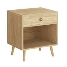 VASAGLE Nightstand, Small Bedside Table With Drawer, Open Compartment, And Pine Wood Legs, For Living Room Bedroom, 15.7 X 19.7 X 22.8 Inches - gừng - Xem 8