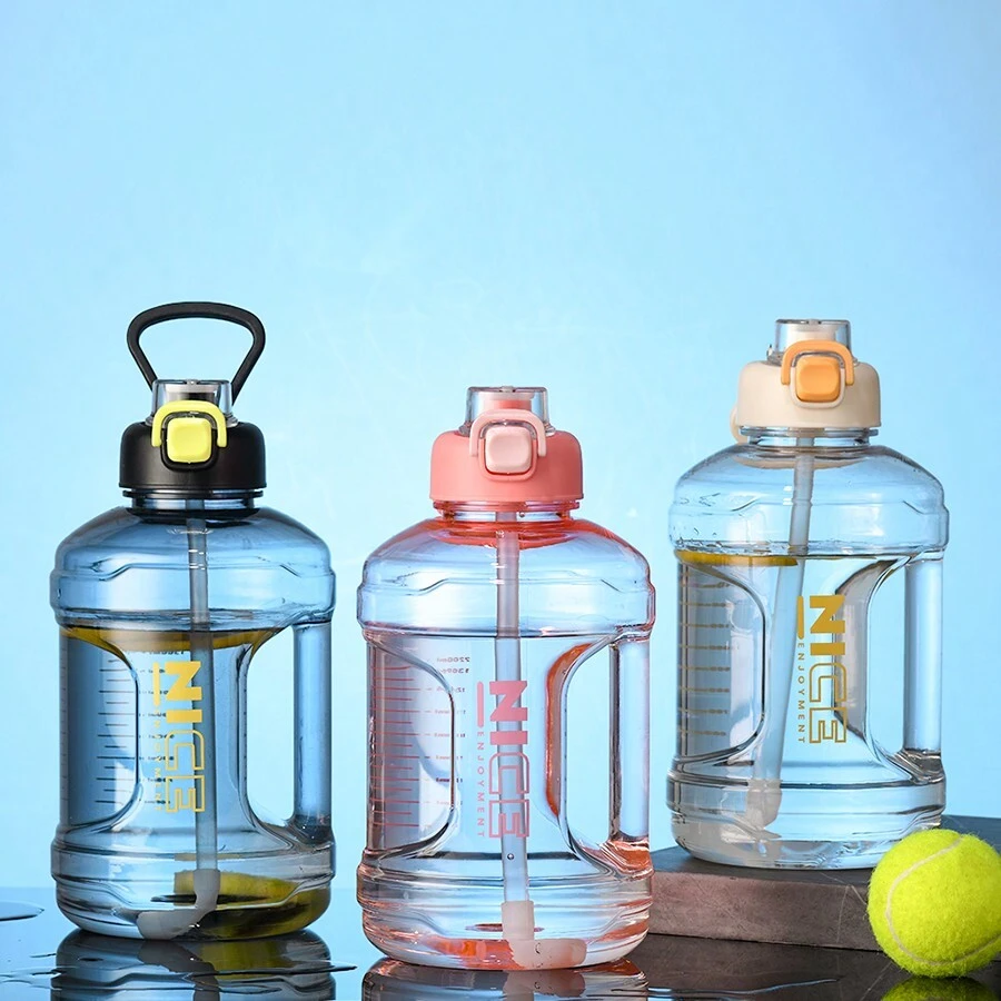 2200ml 励志运动水壶带大容量弹力盖和手柄吨桶大水壶杯适合夏季户外健身 - 多色 - 查看 1