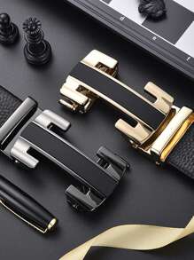 Cinturón para hombres con hebilla automática, cinturón con letras, cinturón de moda casual de negocios, adecuado para fiestas, Día del Padre, regalo del Día de San Valentín. Verano, casual escolar, negocios, regalo para novio, esposo, padre, hombre, uso diario, moda, adolescente, al aire libre, vacaciones, atlético, viaje, calle, bohemio, vintage