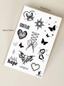 1 miếng dán hình xăm tạm thời từ nước ép thảo dược, họa tiết nơ và trái tim dễ thương kiểu Y2K, chống thấm nước 7-14 ngày, dùng cho vai, cổ, xương quai xanh. - Màu xanh lam - Xem 8