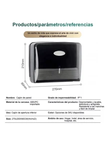Dispensador De Papel Toallas Sanitas Para Cocina Y Baños - Negro - Ver 7