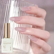 1pc 15ml Pink Color Ice Through Gel Nail Polish 15ML Soak Off Glitter Gel Polish For All Seasons - Home Salon Nail Art DIY - Hồng - Xem 3