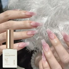 1pc 15ml Pink Color Ice Through Gel Nail Polish 15ML Soak Off Glitter Gel Polish For All Seasons - Home Salon Nail Art DIY - Hồng - Xem 2