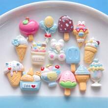 10pcs Mixed Resin Rabbit & Ice Cream DIY Craft Accessories - Earrings, Hair Clips, Phone Cases, Keychains, Shoe Charms, Magnets, Jewelry Making Supplies With Double-Sided Adhesive - Multicolor - View 11