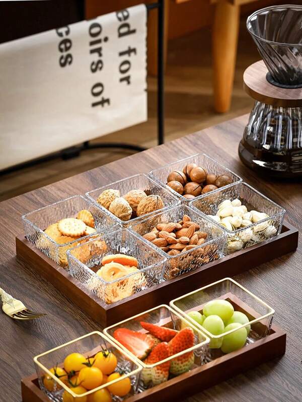 1 zestaw drewnianej tacy z kwadratowymi talerzami prezent świąteczny