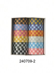 12 Rotoli/Scatola, 2 Metri/78 Pollici, Set di Nastro Washi a Fantasia Multicolore a Scacchi - Nastro Decorativo per Articoli di Cartoleria per lo Studio, Confezioni Regalo e Lavori Fai-da-Te - Materiale Cartaceo, Facile da Usare, Perfetto per Decorare Buste, Regali per Amici