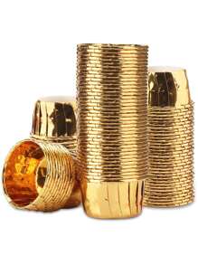 20/25/30/32/35/40/45/50/60pcs Golden Cake Cup Baking Supplies Muffin Cake Cup High Temperature Bread Cup, Suitable For Wedding Party - Gold - View 7