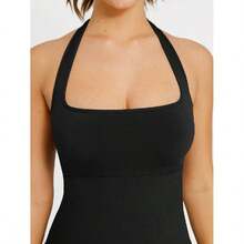 Seamless  Halter Neck Waist Shaping Jumpsuit - 白色 - 查看 12