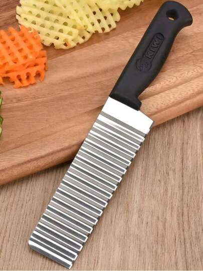 1 pieza/2 piezas Cuchillo ondulado de acero inoxidable para patatas, cortador de patatas fritas para uso doméstico