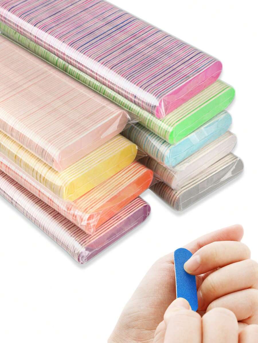 50/100片双面迷你指甲抛光块锉刀修整器打磨抛光指甲抛光板专业工具 - 彩色 - 查看 1