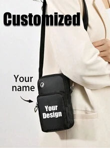 Customizable Mobile Phone Bag, Mobile Phone Bag Multifunctional Messenger Bag, Sports Running Wrist Bag, Mini Casual Messenger Mobile Phone Bag With Headphone Jack, Sports Arm Running Wrist Bag, Coin Purse Shoulder Messenger Bag, Sports Arm Bag Zipper Mobile Phone Bag Mobile Phone Bag, - Black - View 4