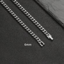 1 件男士不锈钢嘻哈简约时尚粗项链，6 毫米/8 毫米/10 毫米/12 毫米 - 銀色 - 查看 16