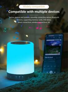 7 色 LED 触摸传感器氛围灯、带低音炮和夜灯的无线扬声器 - 白色 - 查看 7