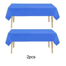 2pcs Plastic Disposable Table Cover, Minimalist Solid Color White Disposable Tablecloth For Party,