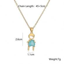 1pc European & American Minimalist Copper Plated Heart Zirconia Couple Pendant Necklace Set Valentines,Mom,Mother,Mother's Day,Gift - Gold - View 2