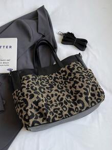 The New Atmospheric Fashion Exquisite Tote Bag Leisure Commuting High-Volume Popular Leopard Print Shoulder Shoulder Tote Bag, Cheetah Print Bag For Women Leopard Comeback