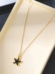 1 Collar bohemio de playa elegante con colgante de estrella de mar para uso diario