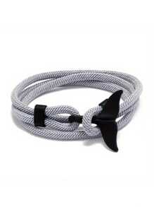 1pc Oceanic Anchor Whale Tail Braided Rope Bracelet - Fashionable Funky Accessory With Synthetic Fiber Rope Material, Simple Yet Cool Design For Men And Women This Is Adjustable Bracelet