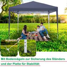 YUENFONG Folding Gazebo Folding Tent UV Protection - Garden Gazebo Party Tent Garden Tent Waterproof - For Garden/Party/Wedding/Picnic (3x3m, 4 Side Panels, Anthracite/Grey/White/Green) - 無菸煤 - 查看 3