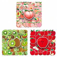 50 张卡通猕猴桃/苹果/桃子贴纸，适用于笔记本电脑水瓶、吉他、自行车、汽车、摩托车保险杠、行李箱、滑板涂鸦的乙烯基贴纸，可爱贴花，是送给儿童、青少年、男士、女士的最佳礼物。 - 彩色 - 查看 1