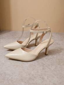 Solid Color Elegant Pointed Toe Thin High Heel Women's Pumps Fashion Versatile Backless Summer Sandals