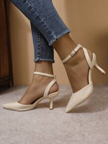 Solid Color Elegant Pointed Toe Thin High Heel Women's Pumps Fashion Versatile Backless Summer Sandals