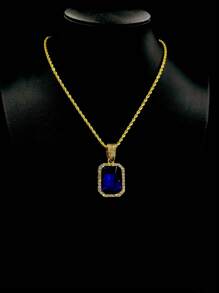 1 件男女通用奢华玻璃水晶吊坠项链,休闲水钻合金链,适合日常佩戴,有红色、白色、蓝色、绿色可选 - 寶石吊墜項鍊 - 查看 14