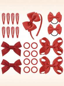 Set de 23 piezas de accesorios para el cabello de niñas para la escuela, que incluye lazos, diademas, pinzas, gomas del pelo, lazos de terciopelo y lazos rizados para niñas pequeñas y niñas en edad escolar para la escuela, Halloween, Navidad y fiestas - Multicolor - Ver 2