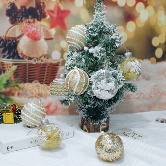 9pcs/Set Christmas Decorations, Christmas Tree Ornaments, Christmas Balls, Suitable For Christmas Gifts, Christmas Tree, Office, Bedroom, Hotel, Cafe, Yoga Studio Decoration, Holiday Decor
