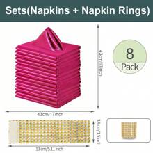 8/16/24pcs Napkins, Wedding Napkins Bulk, Decorative Elegant Dinner Napkins Square Table Napkins Decor, Silky Satin Cloth Napkins For Restaurant Banquet Graduation Party(43*43cm/17*17in) Back To School - Hot Pink - View 8