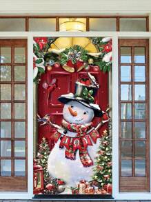 1pc Santa Claus And Snowman Decorative Door Banner, Christmas,Christmas - Multicolor - View 10