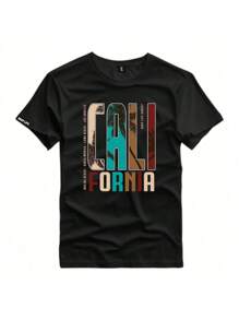 100% Cotton Streetwear Printed T-Shirt - 3276 - 黑色 - 查看 1