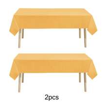 قطعتان من الأغطية البلاستيكية المُستهلَكة للطاولات، سفرة طاولة بيضاء مُستهلَكة بلون أحادي بسيط للاحتفالات