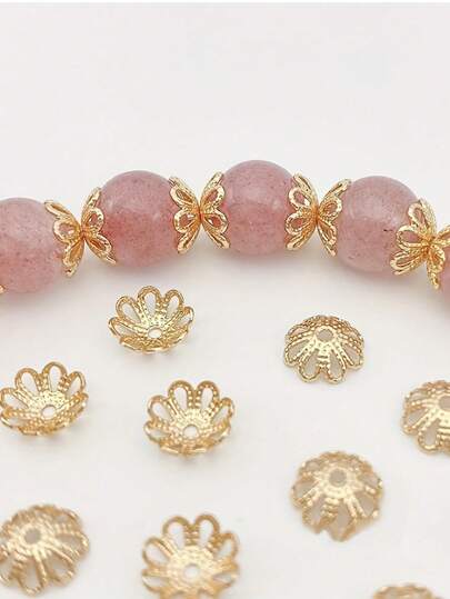 30 piezas Decoraciones de sombrero en forma de flor, espaciadores dorados y plateados preciosos, perfectos para DIY collares, pulseras, elaboración de joyas, suministros para pequeños negocios