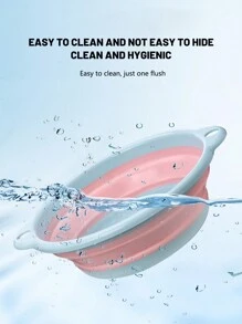 1pc Foldable Plastic Wash Basin, Portable Travel Bathroom Sink, Small Size For Home/Dorm Use - Blue - View 1